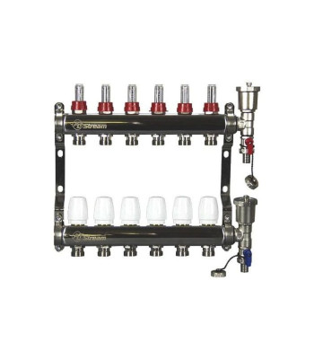 Группа коллект. ALTSTREAM с расходомерами, дренаж. краном и воздухоотвод., нерж. сталь 1&quot;х 6х3/4&quot;