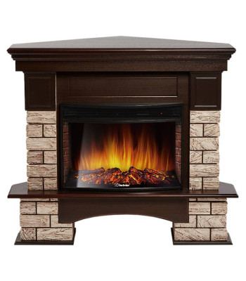 Портал Firelight Forte Wood 25U (угловой) камень коричневый, шпон темный дуб