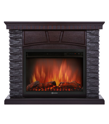 Каминокомплект:Очаг Electrolux EFP/P- 2520LS с порталом Porto 25 камень черный, шпон венге