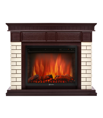 Каминокомплект:Очаг Electrolux EFP/P- 2520LS, портал Bricks 25 камень бежевый, шпон темный дуб