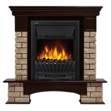 Портал Firelight Forte Wood Classic камень коричневый, шпон темный дуб