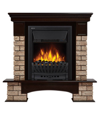 Портал Firelight Forte Wood Classic камень коричневый, шпон темный дуб