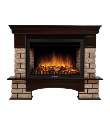 Портал Firelight Forte Wood 30U (угловой) камень коричневый, шпон темный дуб