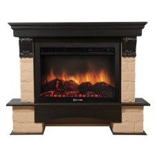 Портал Firelight Forte 30U (угловой) камень бежевый, шпон темный дуб