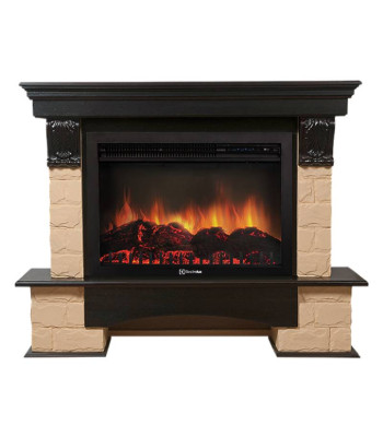 Портал Firelight Forte 30U (угловой) камень бежевый, шпон темный дуб