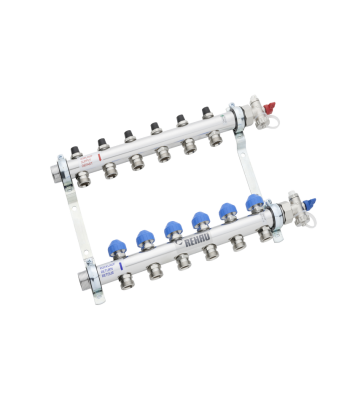 Коллектор распределительный REHAU HKV 1&quot;х3/4&quot;ЕК 9 вых. нерж. сталь без расходомеров